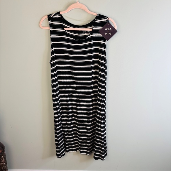Ava & Viv Striped Sleeveless Dress NWT Size X(14W) - Picture 2 of 4
